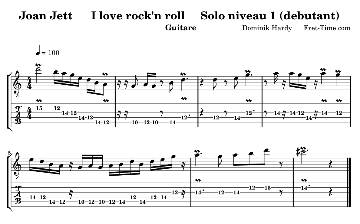 Joan Jett \"I love rock\'n roll\", solo niveau 1 (débutant)